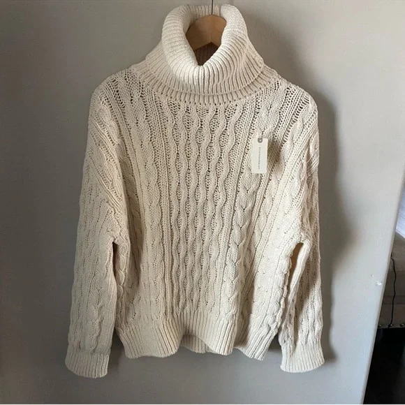 NWT! Anthropologie PILCRO OVERSIZED ROLL-NECK CABLE JUMPER SWEATER - Small 🪞 - Picture 5 of 6